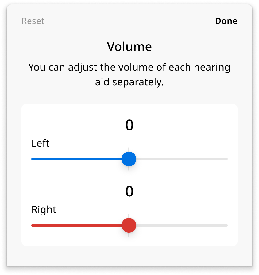 Volume sliders